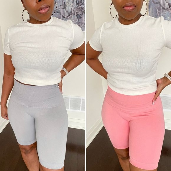 (NWT) "Hold Me Tight" Biker Shorts - Grey - Picture 3 of 3